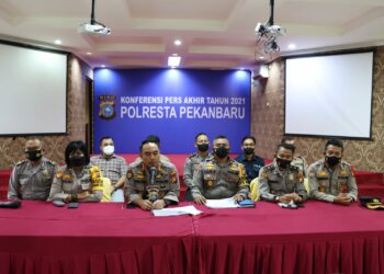 Kapolresta Pekanbaru Konfrensi Press  Dalam Capaian Kerja Selama Tahun 2021