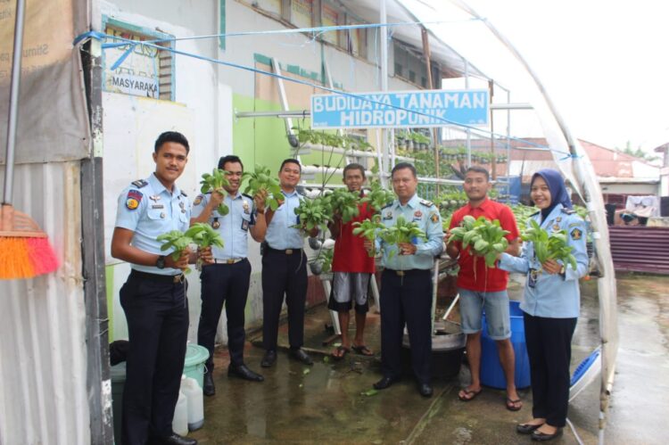 Kepala KPR Rutan Klas II Rengat Panen Sayur Bersama