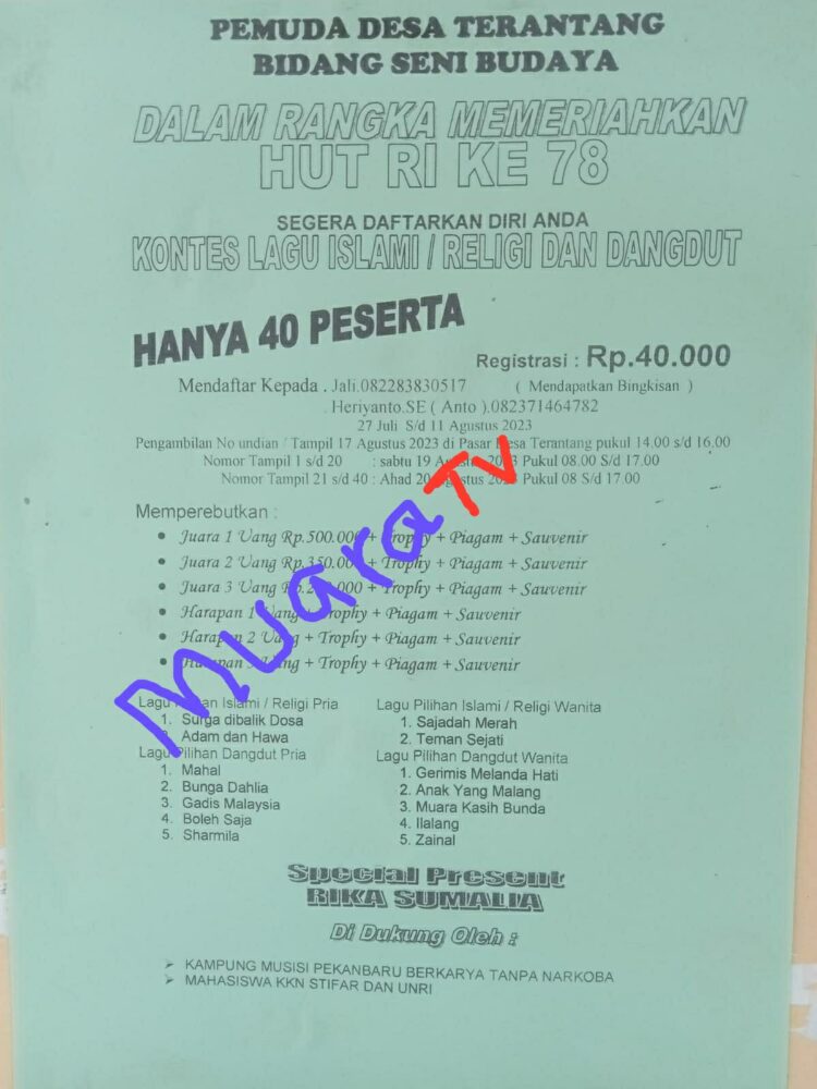 Sambut Hut 17 Agustus Pemudah Desa Terantang Open Hous Kontes Lagu Dangdut