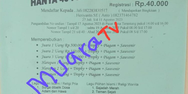 Sambut Hut 17 Agustus Pemudah Desa Terantang Open Hous Kontes Lagu Dangdut