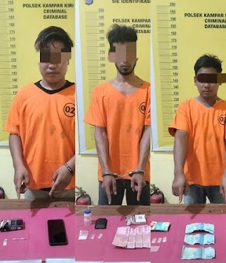 Jajaran Polsek Kampar Kiri Hilir Tangkap Tiga Pelaku Narkoba