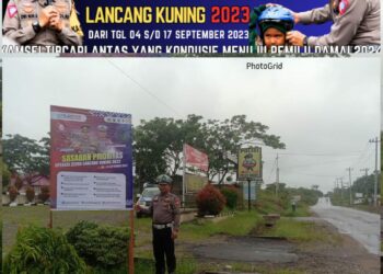 Pelalsanaan Ops Zebra LK 2023, Unit Lantas Polsek Tandun Pasang Spanduk