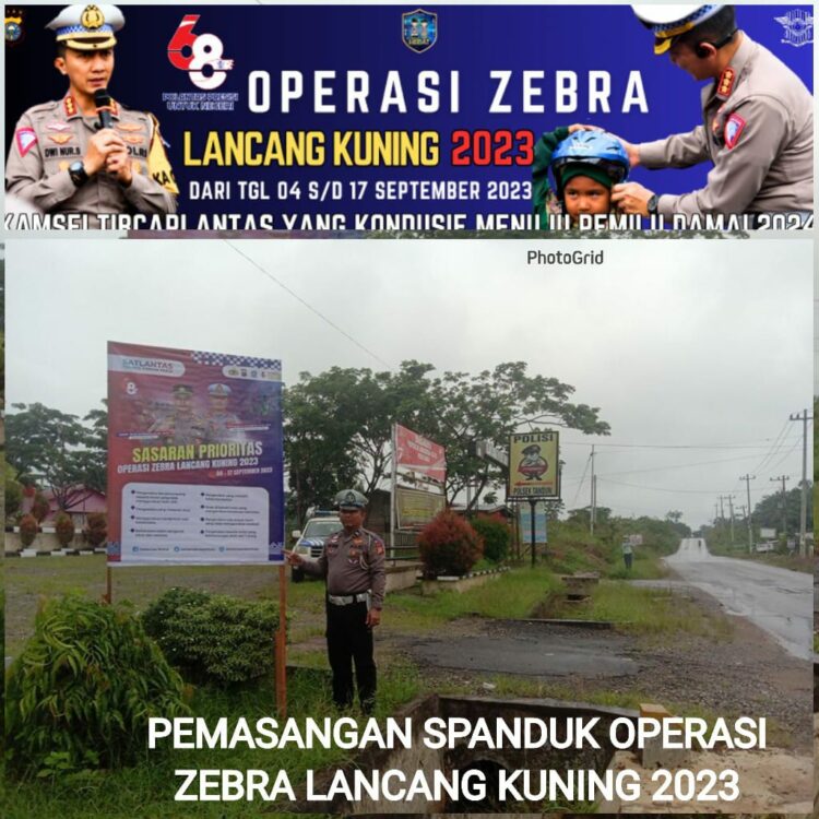 Pelalsanaan Ops Zebra LK 2023, Unit Lantas Polsek Tandun Pasang Spanduk