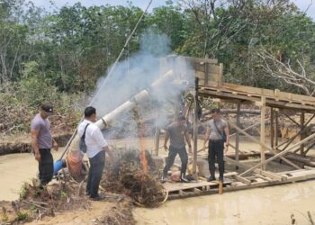 Polsek Benai,Membakar 6 Rakit PETI Diwilayah Hukum Polsek Benai 