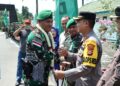 Kapolres Kampar, Sambut Satgas Pamtas RI-PNG Batalyon 132/BS di Mako Yonif 132/ BS Salo