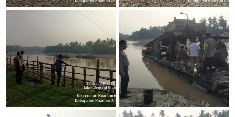 Operasi PETI Polsek Kuantan Mudik, 1 Unit Rakit Hangus Dibakar dan 6 Unit Rakit PETI Dibawa Kabur Pelaku