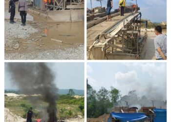 5 Unit Rakit PETI Di Desa Sungai Paku di Bakar