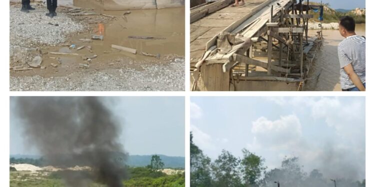 5 Unit Rakit PETI Di Desa Sungai Paku di Bakar