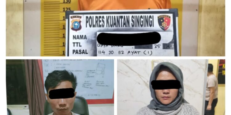 Tim Mata Elang Sat Resnarkoba Polres Kuansing Amankan Dua Tersangka Diduga Pelaku Perantara Jual Beli Narkotika Jenis Sabu