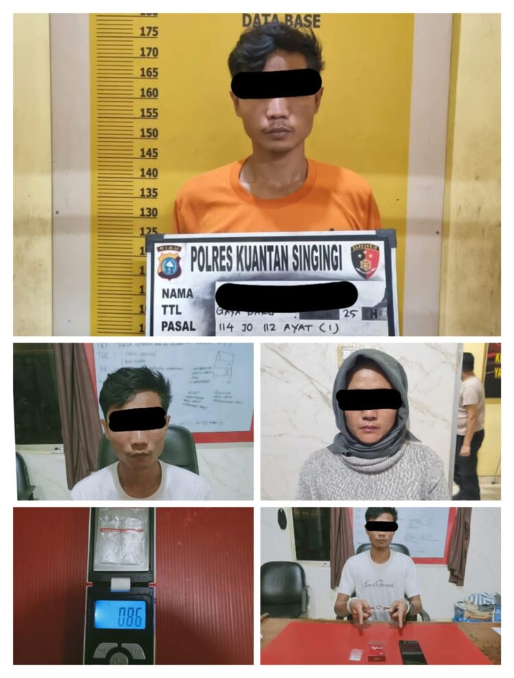 Tim Mata Elang Sat Resnarkoba Polres Kuansing Amankan Dua Tersangka Diduga Pelaku Perantara Jual Beli Narkotika Jenis Sabu