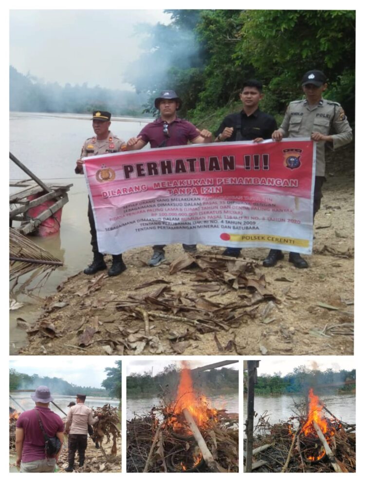 Kapolsek Cerenti Pimpin Operasi PETI di Sungai Batang Kuantan