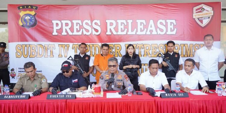 Subdit IV Ditreskrimsus Polda Riau Ungkapan Kasus Perdagangan Sisik Trenggiling