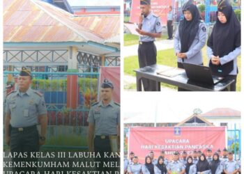 KEPALA LAPAS KELAS III LABUHA PIMPIN UPACARA PERINGATAN HARI KESAKTIAN PANCASILA