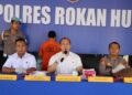 Polres Rohul Konferensi Pers Pengungkapan Kasus Narkotika 1Kg Sabu