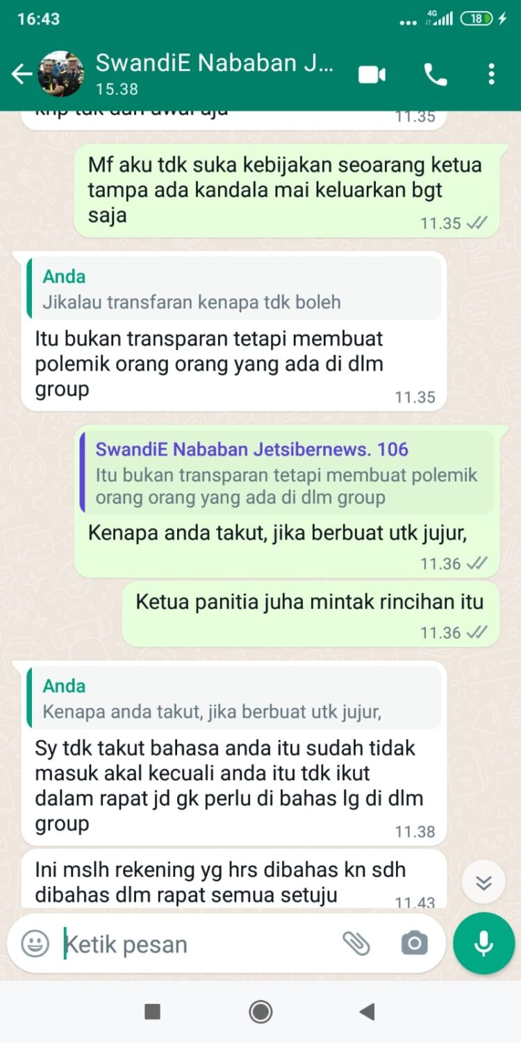 Mintak Transparan Pencairan Profosal dalam Grub Pelantikan PPRI, Ketua PPRI Kepanasan