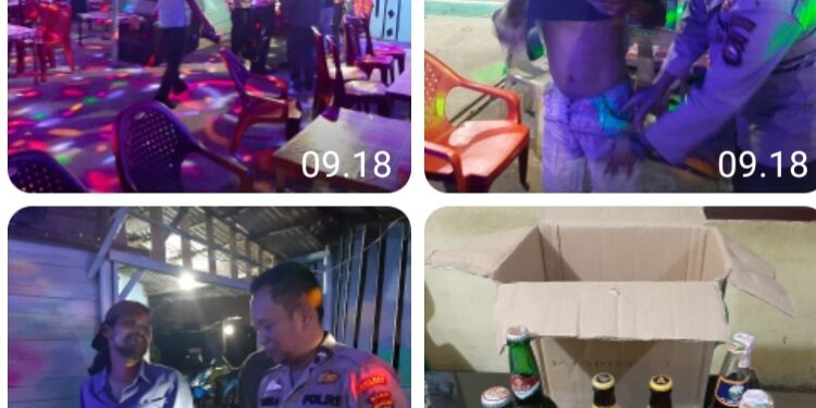 Polsek Tambang Razia Warung Remang Remang, Puluhan Botol Miras Diamankan