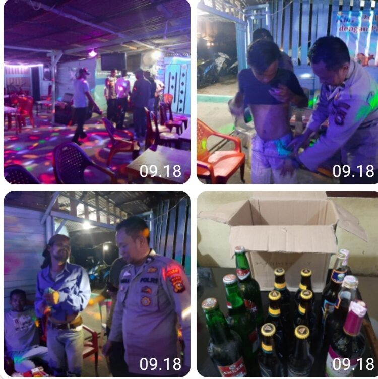 Polsek Tambang Razia Warung Remang Remang, Puluhan Botol Miras Diamankan