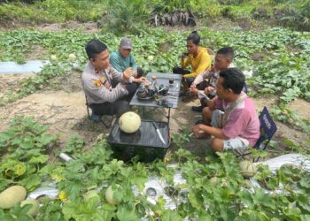 Bawa Perlengkapan Ngopi, Kapolsek LBJ Sosialisasikan Pemilu Damai di Ladang