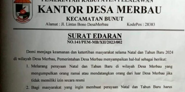 Inilah Alasan Kades Merbau di Pelalawan Larang Perayaan Natal