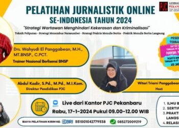 PJC Pekanbaru Gelar Pelatihan Jurnalistik Online Se-Indonesi