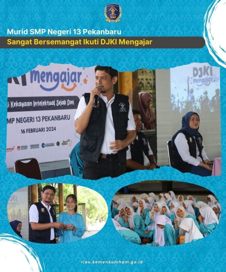 Murid SMP Negeri 13 Pekanbaru Sangat Bersemangat Ikuti DJKI Mengajar