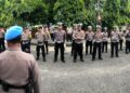 Sie Propam Polres Kuansing Gelar Apel Pengecekan Personil Pengamanan Sidang Pleno di KPUD Kuansing