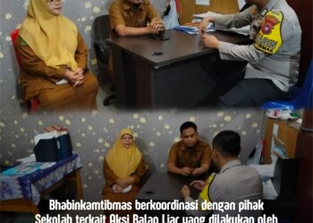 Bhabinkamtibmas Polsek Tampan Berkoordinasi dengan Pihak Sekolah Terkait Aksi Balap Liar” Siswanya Terjaring “.