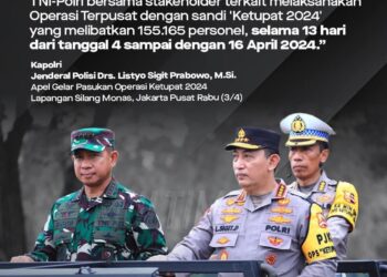 TNI-Polri Bersama Stakeholder Apel Gelar Pasukan Operasi Ketupat 2024 di Lapangan Silang Monas, Jakarta Pusat 