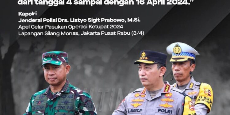 TNI-Polri Bersama Stakeholder Apel Gelar Pasukan Operasi Ketupat 2024 di Lapangan Silang Monas, Jakarta Pusat 