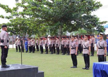 Kapolres Pelalawan Pimpin Upacara Pelantikan dan Serah Terima Jabatan Kapolsek di Jajaran Polres Pelalawan