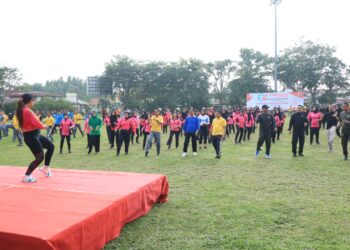 Peringati Hari Bhayangkara ke-78, Polres Kampar Gelar Olahraga Bersama