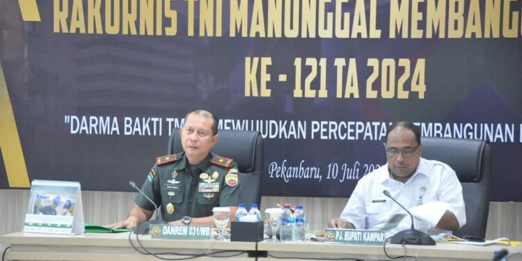Rakornis TMMD ke-121 TA 2024 di Makorem 031/WB melalui Vicon