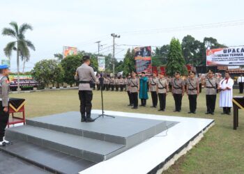 Kapolres Kampar Pimpin Sertijap Kasat Intelkam, Kasat Resnarkoba, Kasat Binmas, Kasat Lantas, dan Kapolsek Tambang
