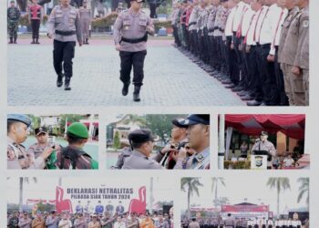 Polres Siak Laksanakan Apel Gelar Pasukan dan Deklarasikan Netralitas Praja Lancang Kuning 2024