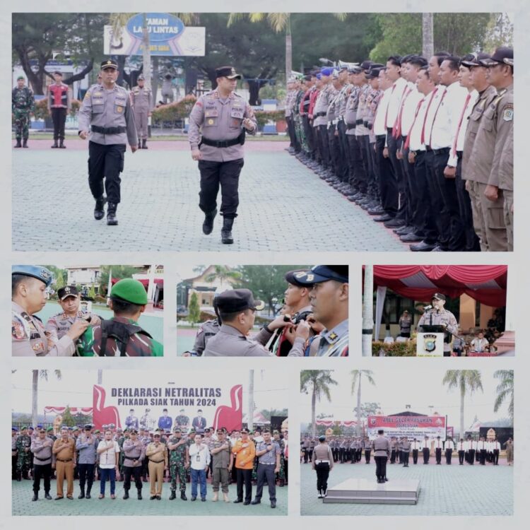 Polres Siak Laksanakan Apel Gelar Pasukan dan Deklarasikan Netralitas Praja Lancang Kuning 2024