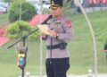 Polres Pelalawan Gelar Apel dan Peragaan silulasi Sispam Kota 2024