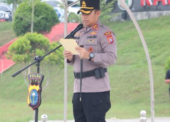 Polres Pelalawan Gelar Apel dan Peragaan silulasi Sispam Kota 2024