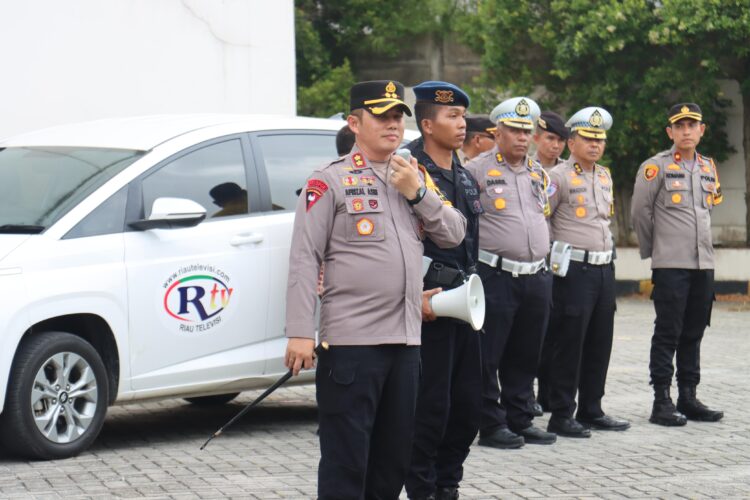 Kapolres Pelalawan Pimpin Apel Gabungan Pengamanan Debat Publik Paslon Bupati dan Wakil Bupati Kabupaten Pelalawan