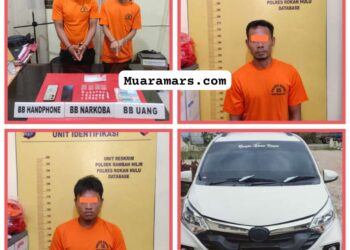 Polsek Rambah Hilir, Gulung 3 Orang Warga Rohul dan BB Sabu 4,04 Gram Disita