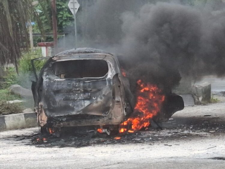 Mobil Avanza yang Tangki di Modifikasi Terbakar di SPBU Kuok Usai Isi BBM