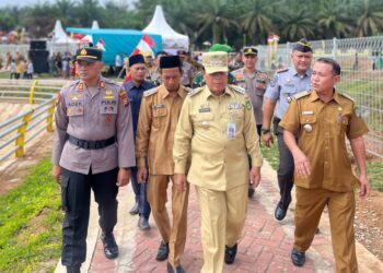 Kalapas Pasir Pangarayan Hadiri Apel Pagi dan Syukuran Pemakaian Danau Gunung Sari Desa Pasir Intan
