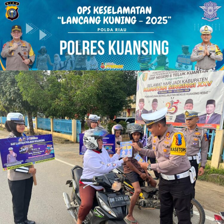 Satgas Preemtif Polres Kuansing Sosialisasikan dan Sebarkan Brosur Operasi Keselamatan Lancang Kuning 2025