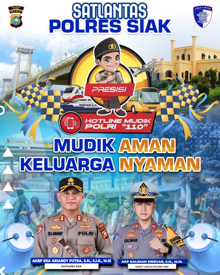 Sat Lantas Polres Siak Sosialisasi Hotline Mudik Polri 110: “Mudik Aman, Keluarga Nyaman