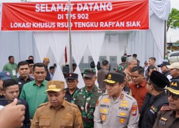 Tinjau PSU Pilkada 2024 di Kabupaten Siak,Dandim 0322/Siak Sambut Gubernur Riau dan Forkopimda