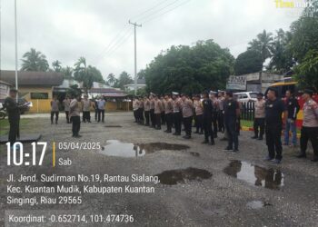 Polsek Kuantan Mudik Apel Pengamanan Festival Perahu Baghanduang 2025