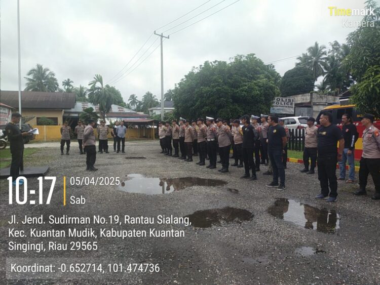 Polsek Kuantan Mudik Apel Pengamanan Festival Perahu Baghanduang 2025