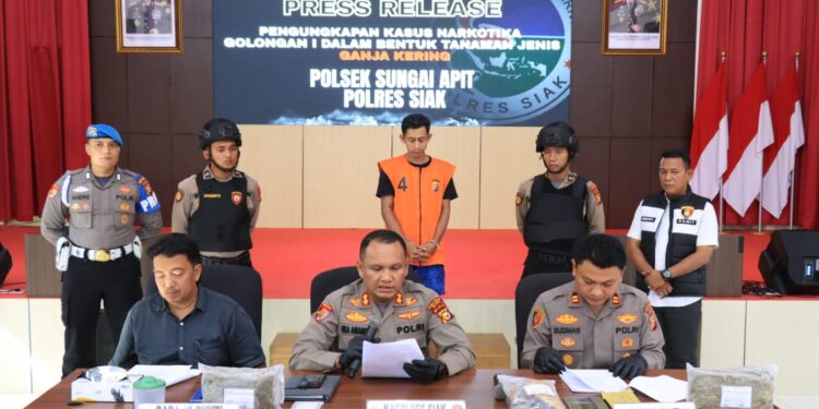 Polres Siak Ungkap Kasus Peredaran Ganja Kering seberat 2,2 Kg di Sungai Apit