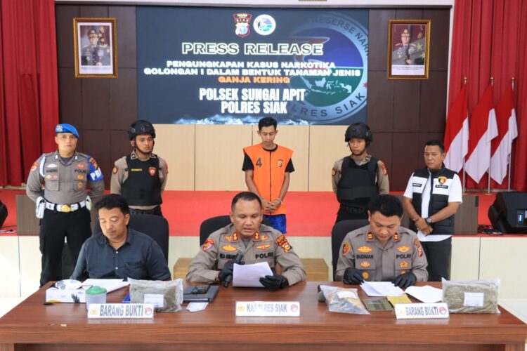 Polres Siak Ungkap Kasus Peredaran Ganja Kering seberat 2,2 Kg di Sungai Apit