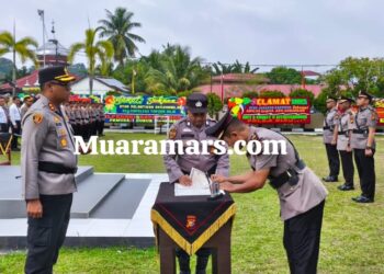 Kapolres Kampar AKBP Boby Putra Ramadhan S, Pimpin Sertijab Kabag Ren dan Lima Kapolsek