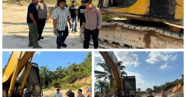 TNI – POLRI Bersatu Sikat Habis Tambang Ilegal Perusak Alam” Galian C Kelurahan Langgini Bangkinang Pun Ditangkap
